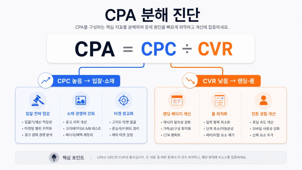 CPA = CPC ÷ CVR 분해 및 진단 방향